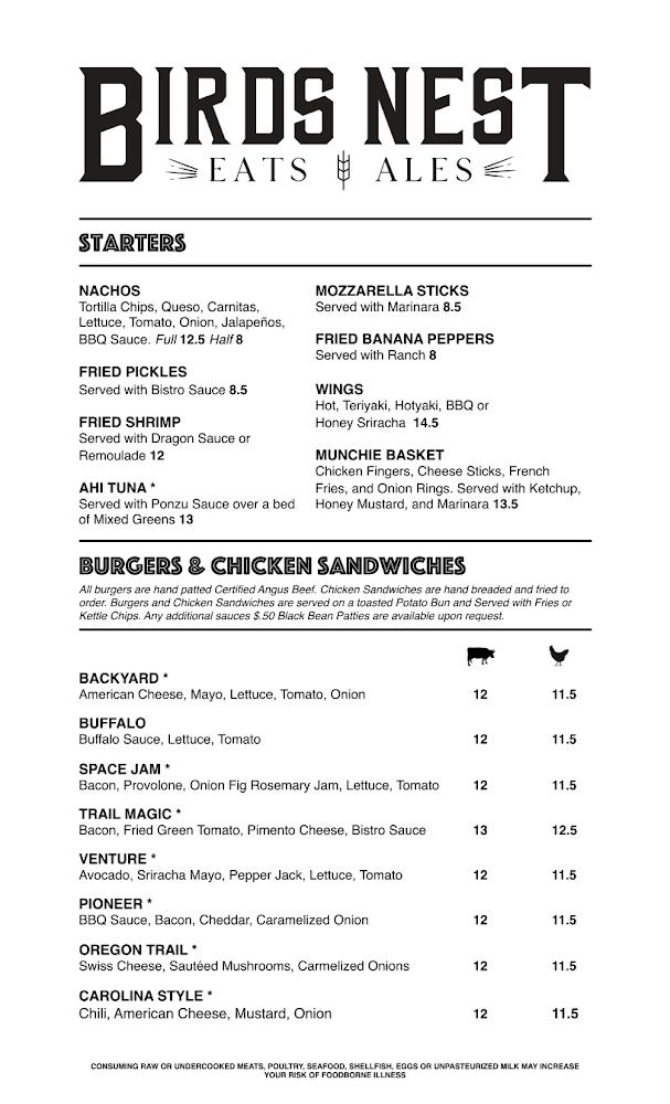 Birds Nest Menu image 1
